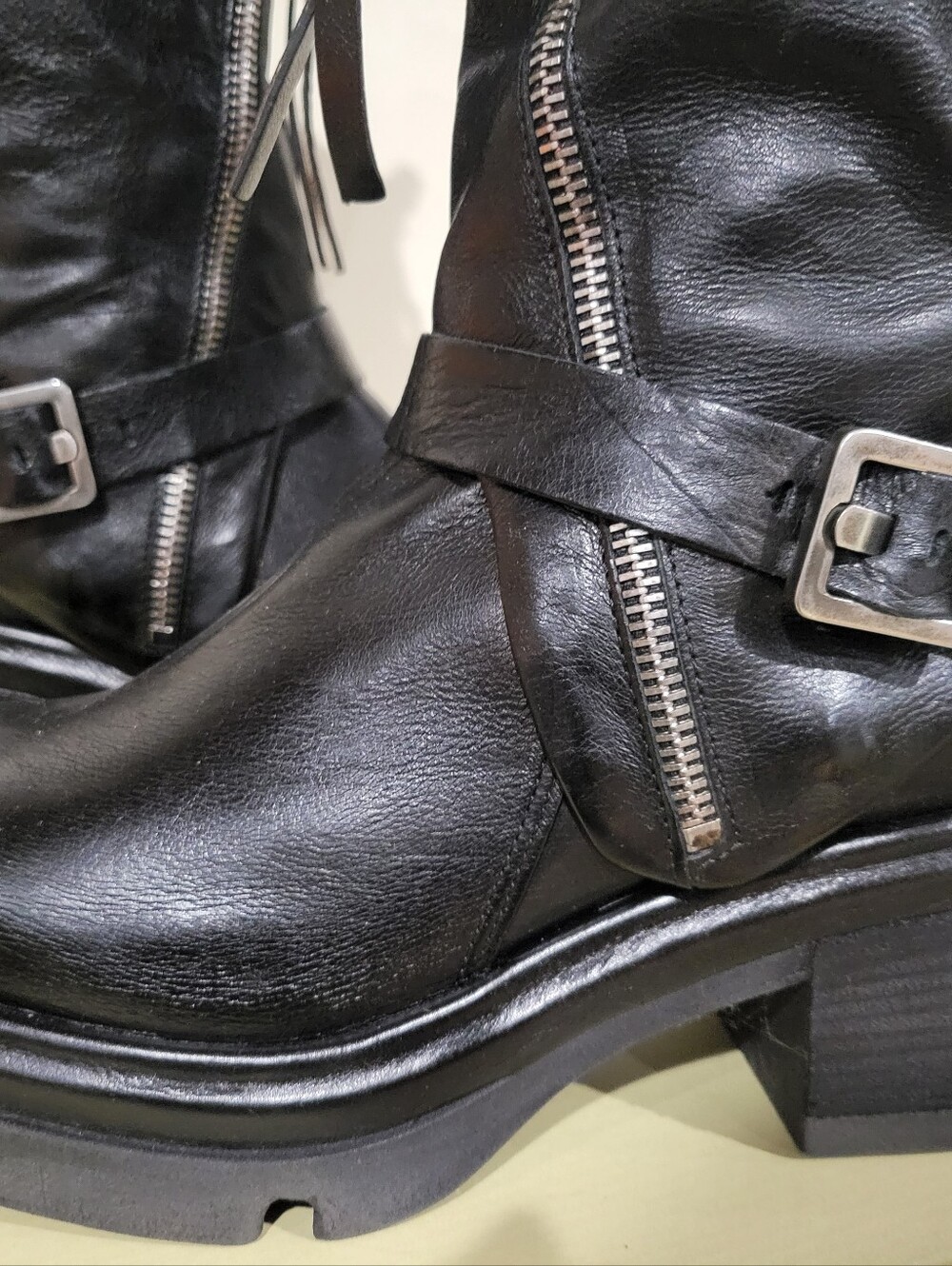 NWT A.S.98 EMORY Black Leather Mid-Calf Buckle Boots - Women 8.5 9 - Picture 3 of 8